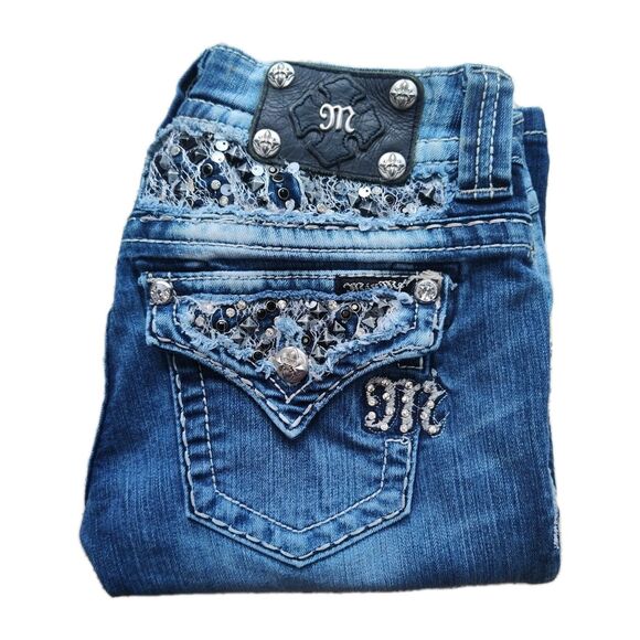 Miss Me Bootcut women's jeans, size 26, embellished, JE5620B2L, medium wash blue - Picture 12 of 13